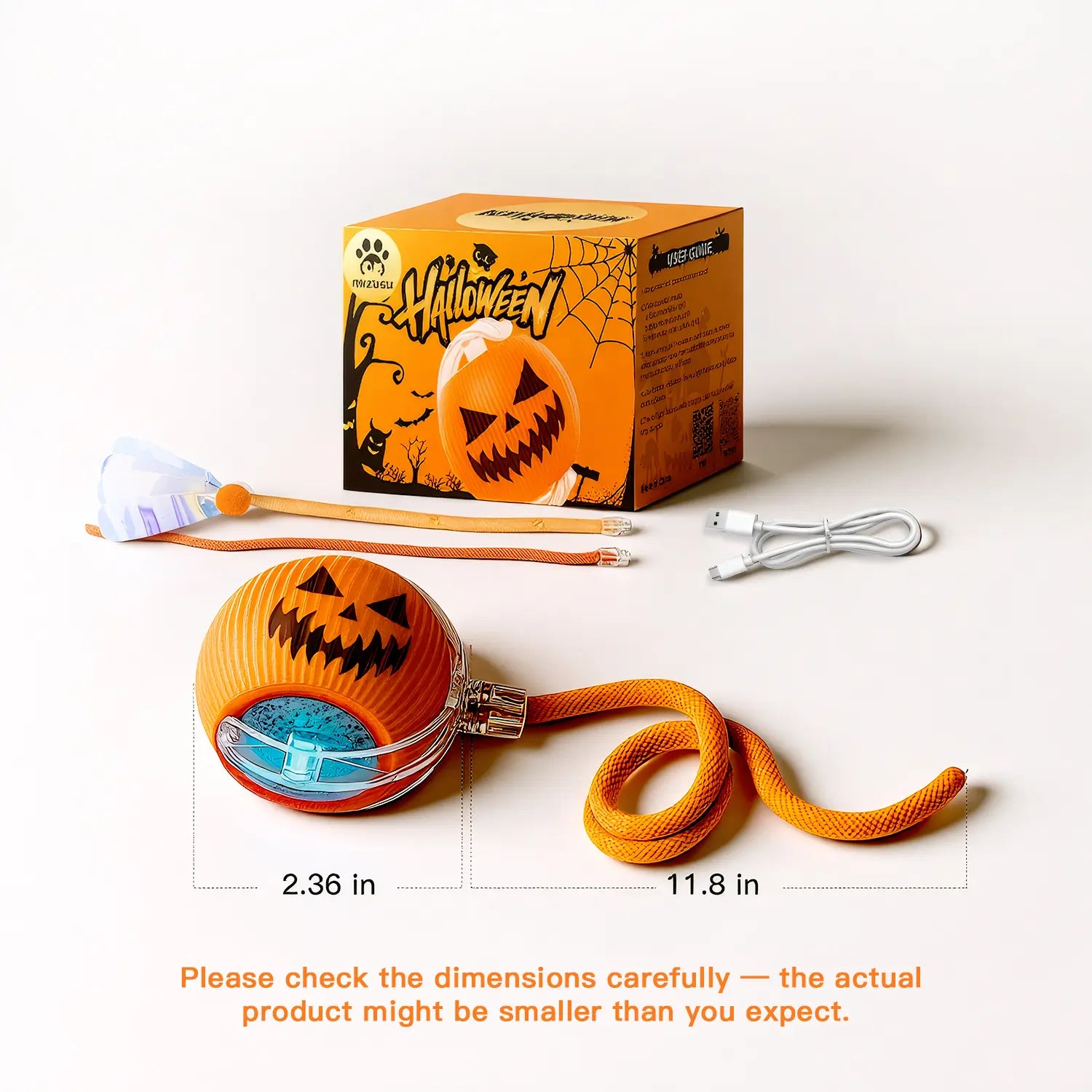 Mizusu Interactive Teaser Toy for Cats and Dogs with Two Additional Tails - Kitten Rolling Ball Toy and Pet Accessories
