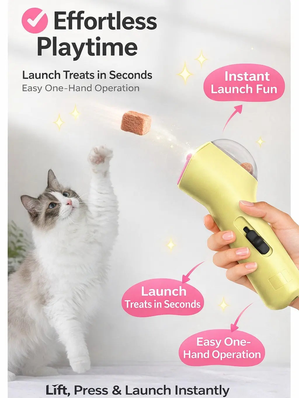 Portable Interactive Pet Treat Launcher - Handheld Snack Shooter for Dogs and Cats, Ideal for Training and Enrichment Activities