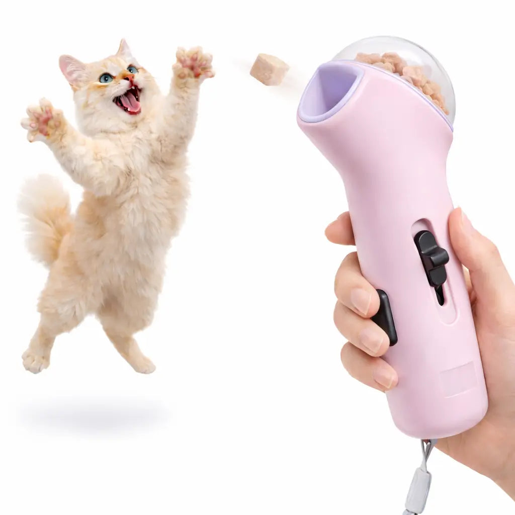 Portable Interactive Pet Treat Launcher - Handheld Snack Shooter for Dogs and Cats, Ideal for Training and Enrichment Activities