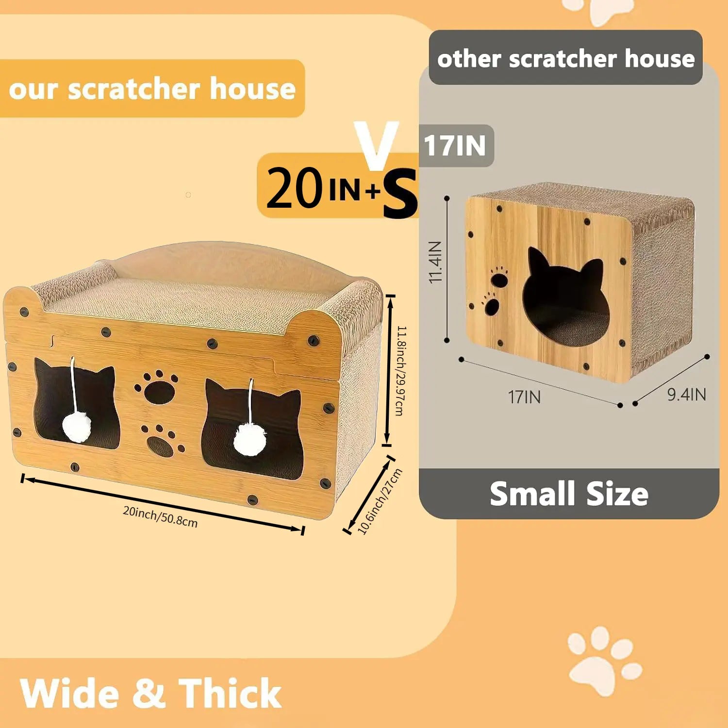 2-in-1 Wooden Cat Bed and Scratching Board Set, Durable Double-Layer Design for Indoor Use, Comfortable Pet Furniture and Accessories