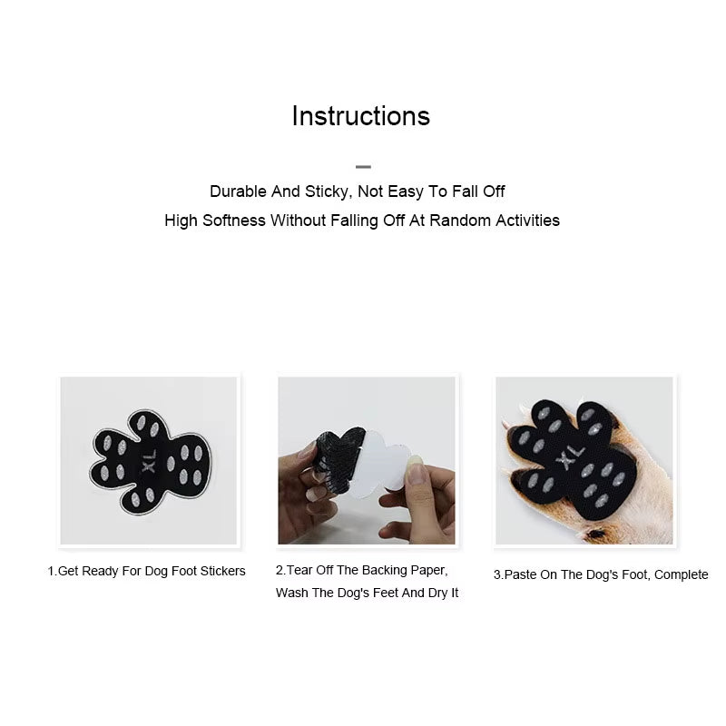 Black Anti-Slip Paw Protectors for Dogs - Disposable Self-Adhesive Booties and Socks Replacement