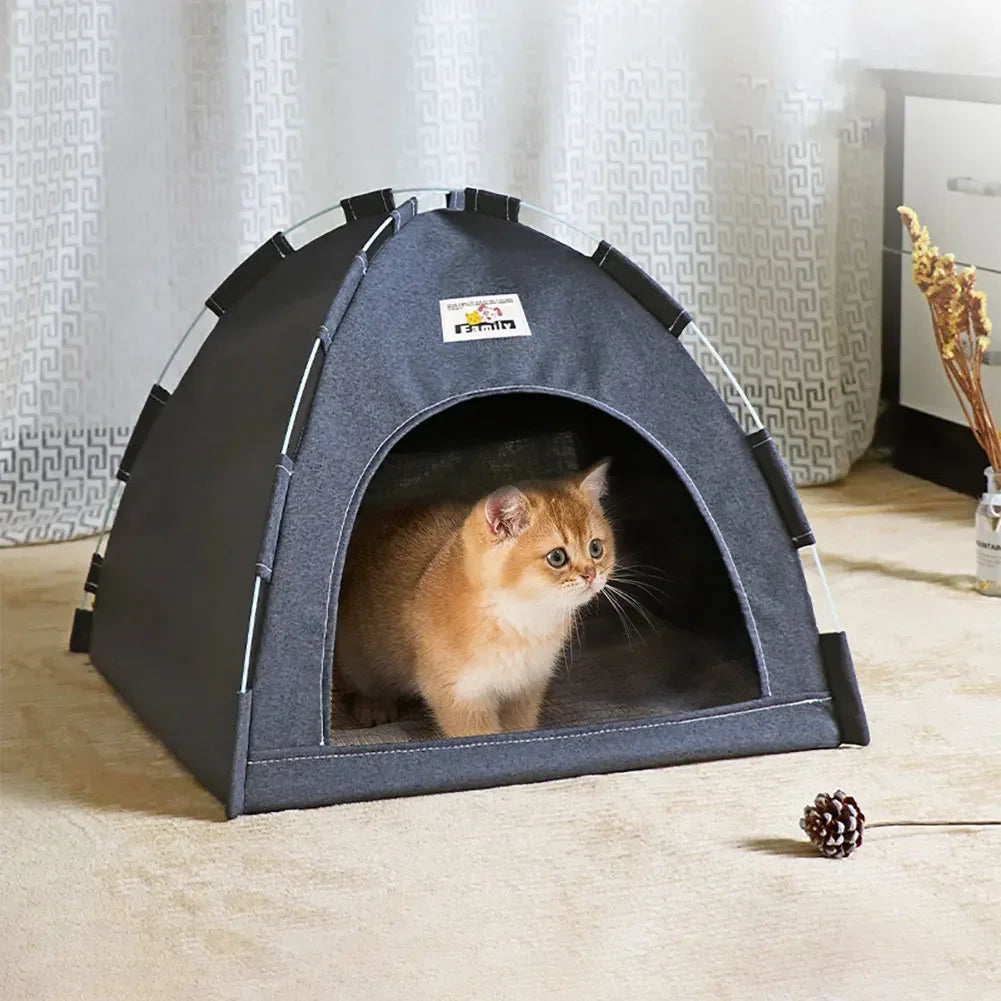 Cozy pet tent with warm cushion – perfect for cats in winter