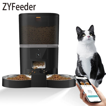 Smart 4L feeder with camera, timer, and dual bowls