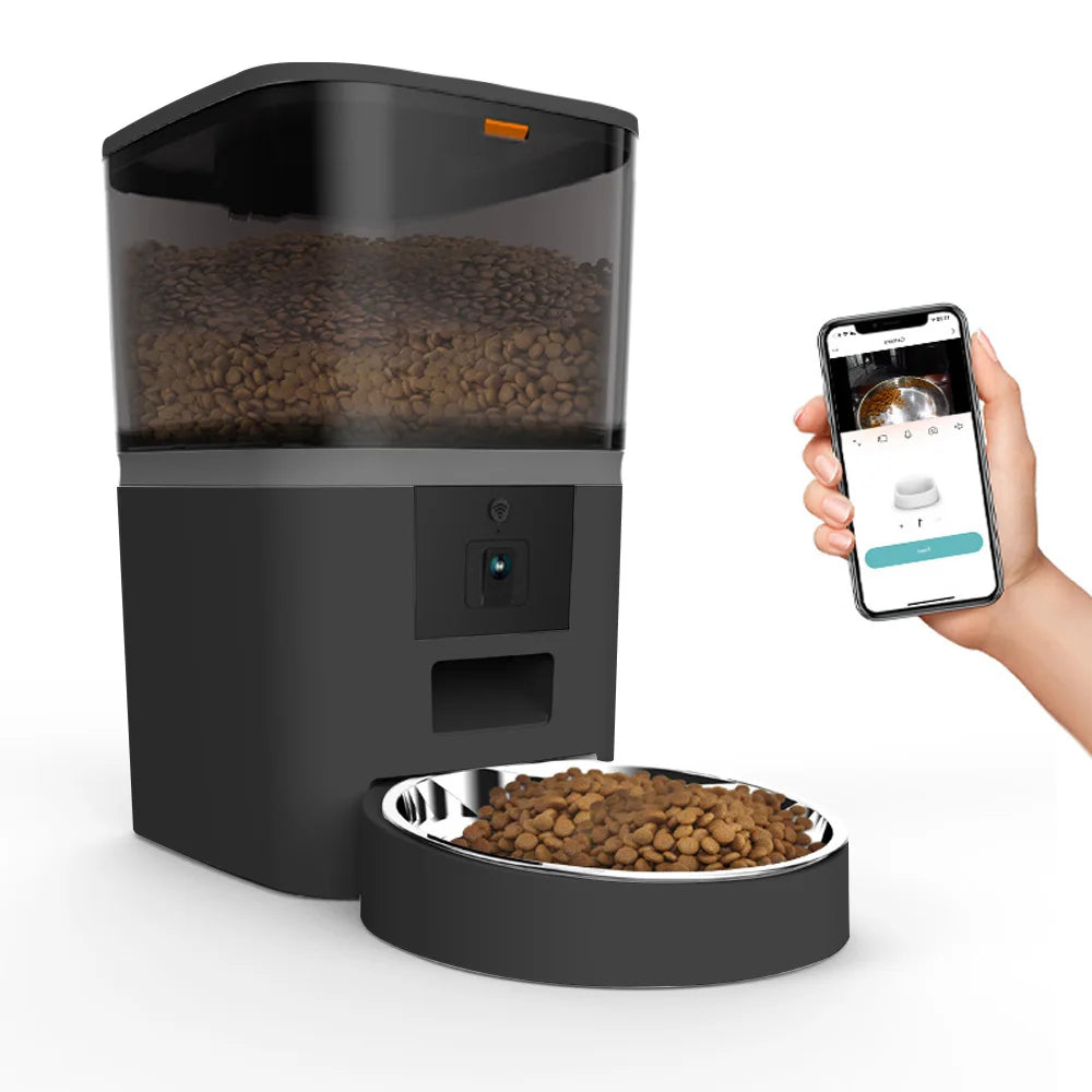 Smart 4L feeder with camera, timer, and dual bowls