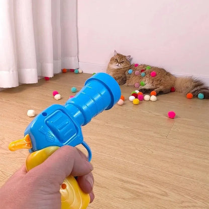 Interactive cat toy gun with 20 plush balls – fun and quiet play