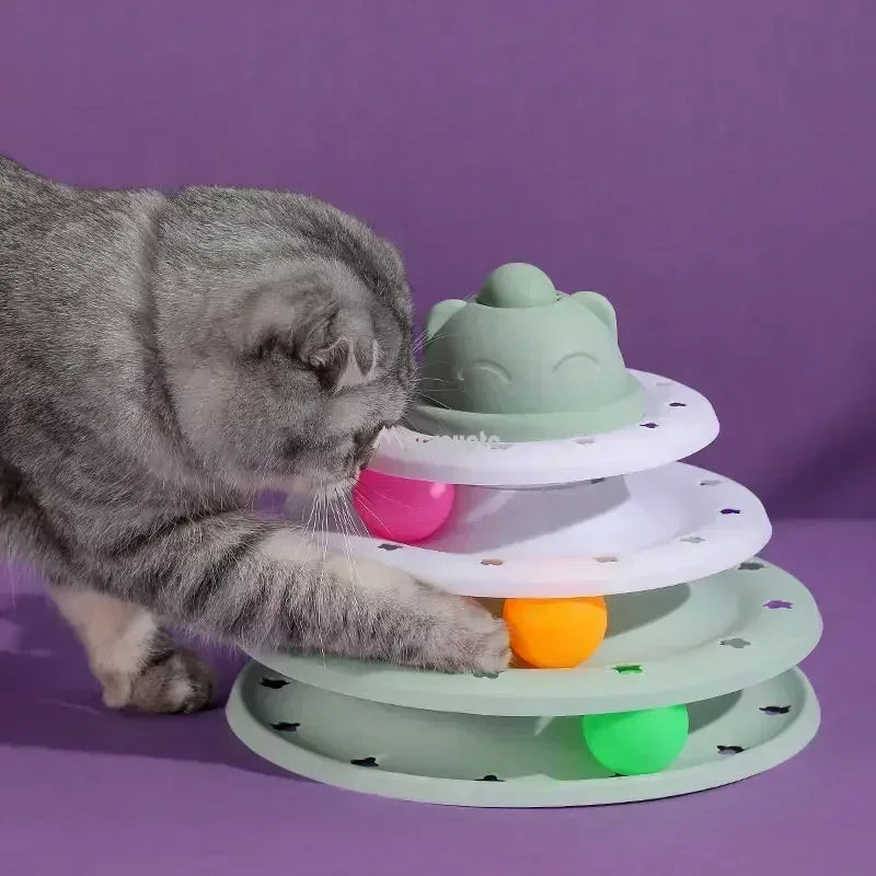 3/4-level interactive cat toy tower for fun and training