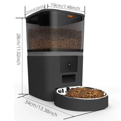 Smart 4L feeder with camera, timer, and dual bowls