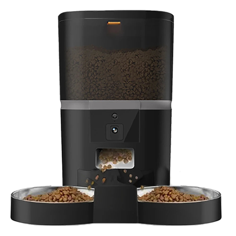 Smart 4L feeder with camera, timer, and dual bowls