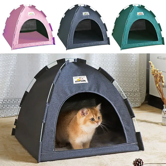 Cozy pet tent with warm cushion – perfect for cats in winter