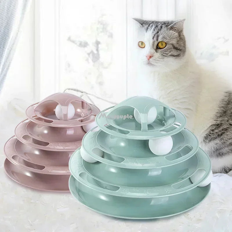 3/4-level interactive cat toy tower for fun and training