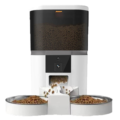 Smart 4L feeder with camera, timer, and dual bowls