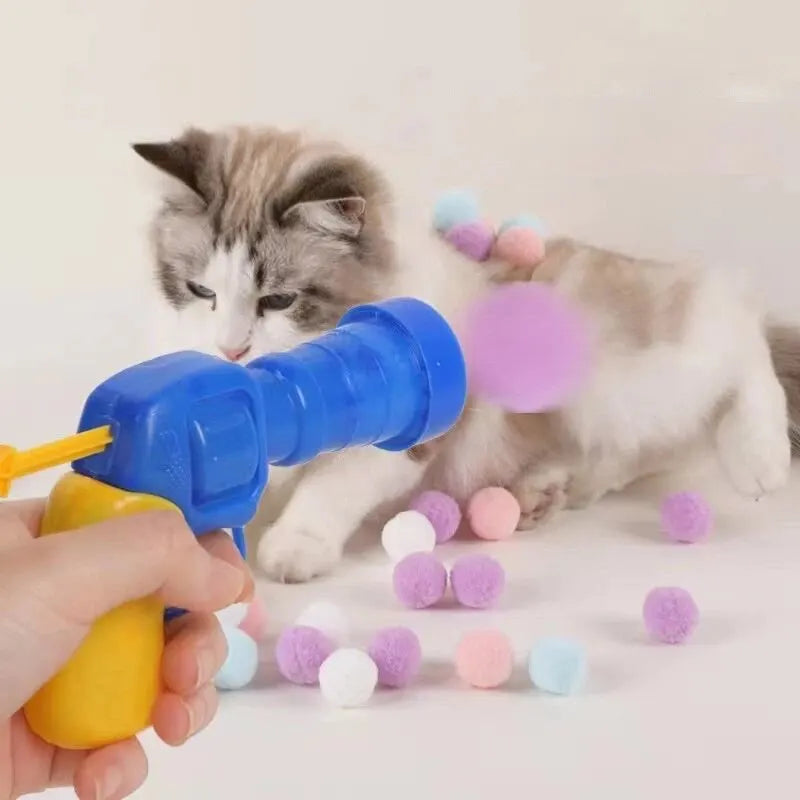 Interactive cat toy gun with 20 plush balls – fun and quiet play