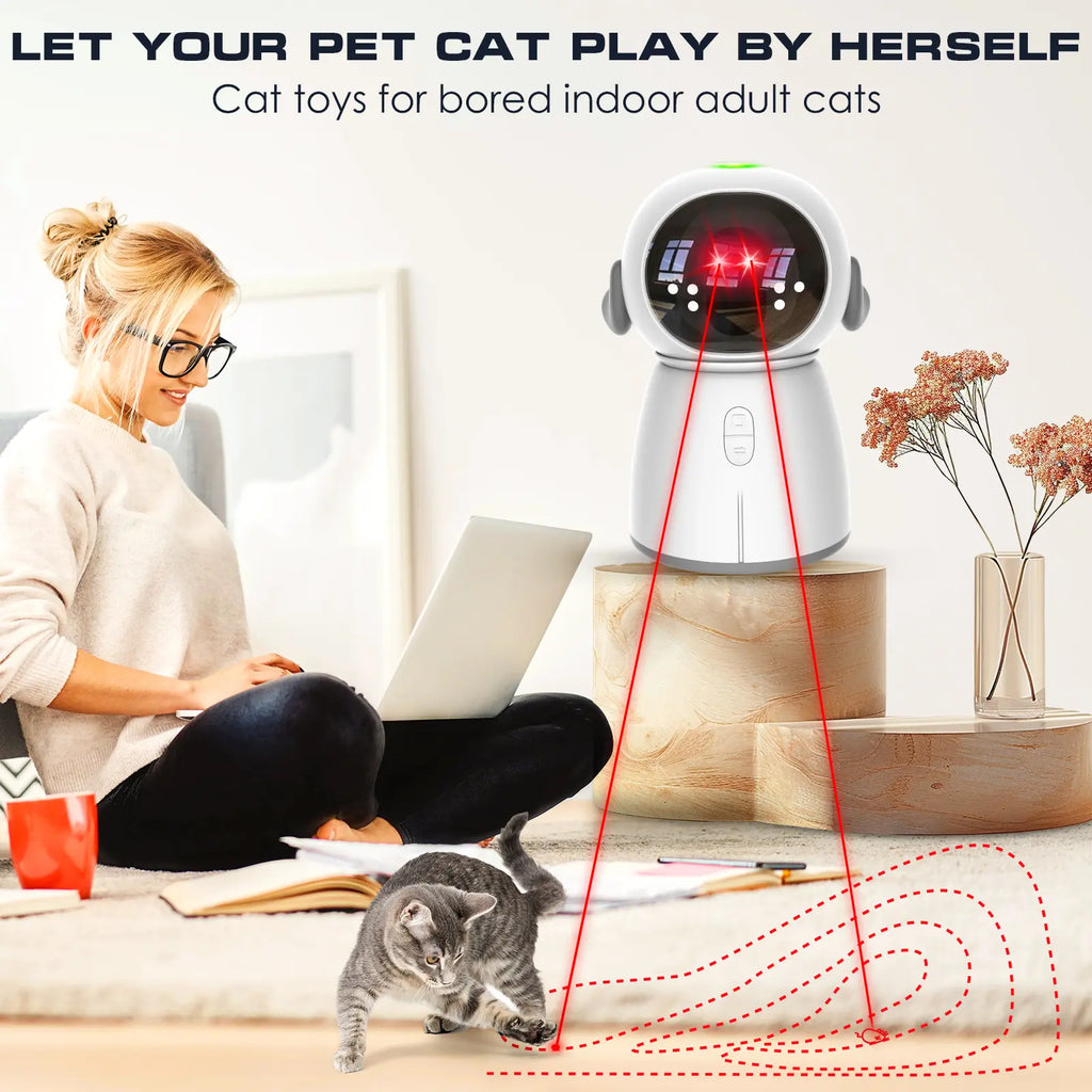 Interactive Rechargeable Cat Laser Toy 2026 for Indoor Use - Motion Activated, Adjustable Angle, Dual Patterns for Fun and Exercise for Multiple Cats and Kittens