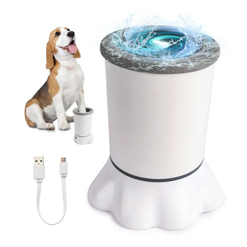ALL for PAWS Automatic Dog Paw Cleaner - Portable Electric Foot Washer with Silicone Brush, Two Speed Settings, and Suction Cup Base