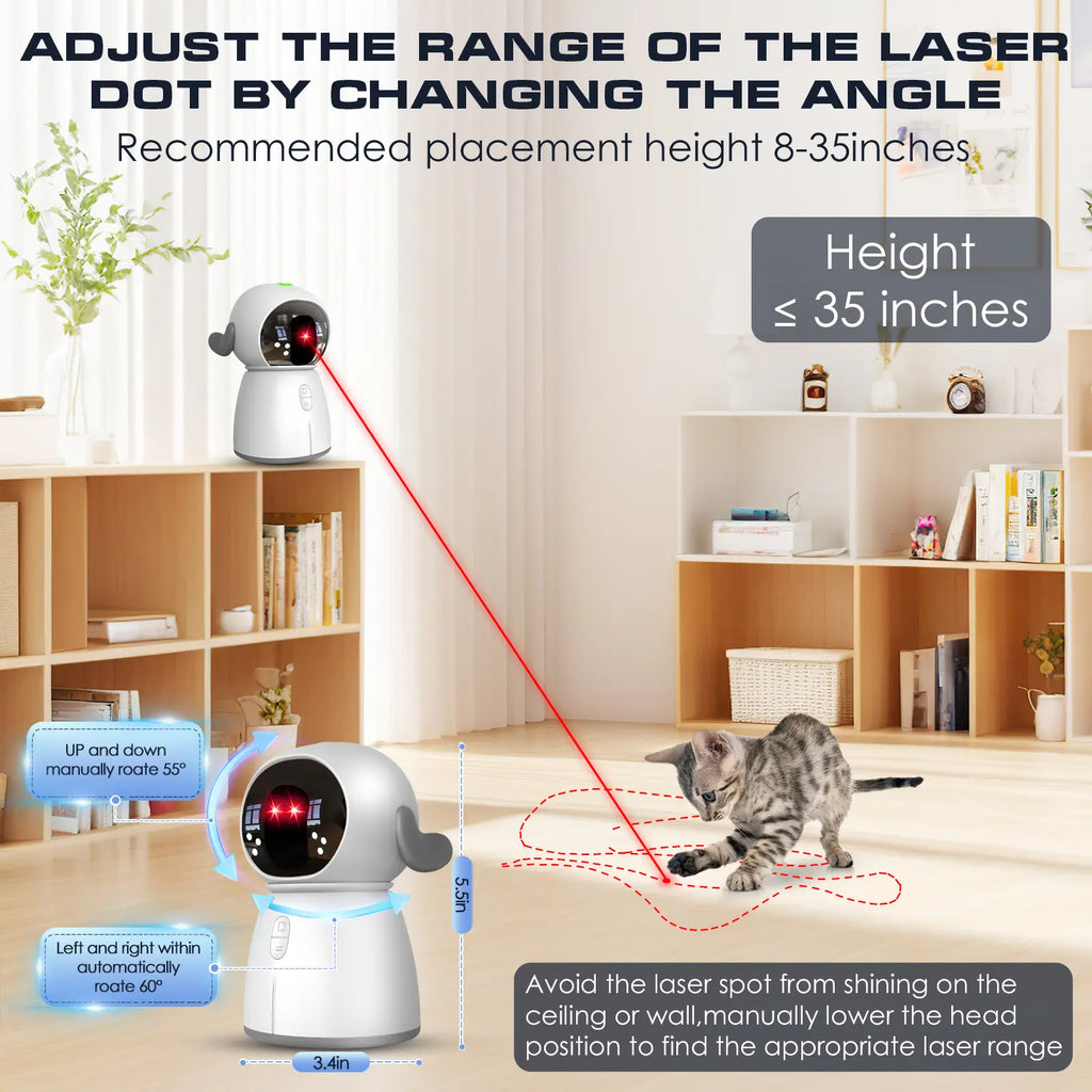 Interactive Rechargeable Cat Laser Toy 2026 for Indoor Use - Motion Activated, Adjustable Angle, Dual Patterns for Fun and Exercise for Multiple Cats and Kittens