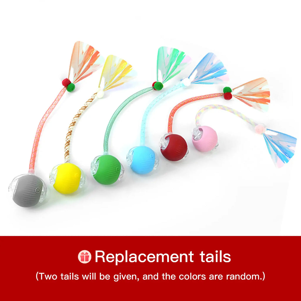 Mizusu Interactive Teaser Toy for Cats and Dogs with Two Additional Tails - Kitten Rolling Ball Toy and Pet Accessories