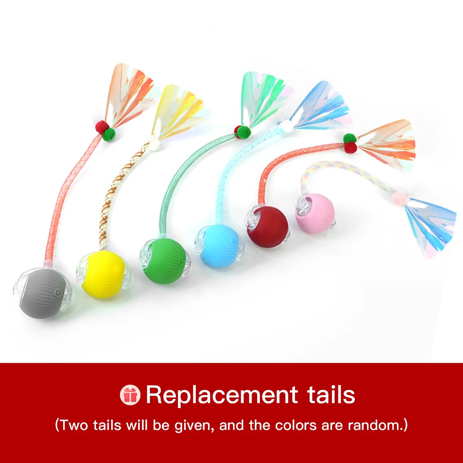 Mizusu Interactive Teaser Toy for Cats and Dogs with Two Additional Tails - Kitten Rolling Ball Toy and Pet Accessories