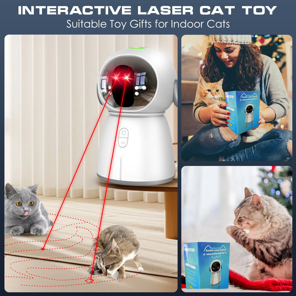 Interactive Rechargeable Cat Laser Toy 2026 for Indoor Use - Motion Activated, Adjustable Angle, Dual Patterns for Fun and Exercise for Multiple Cats and Kittens
